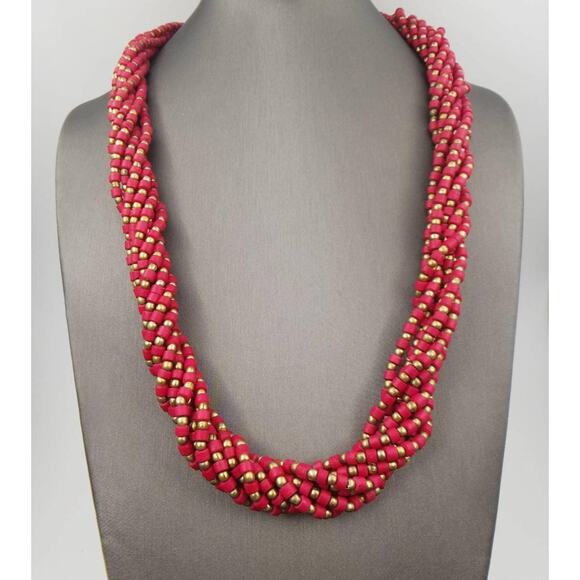 Vintage Multi Strand Red Beaded Torsade Necklace – Holiday Statement Piece - Picture 1 of 7